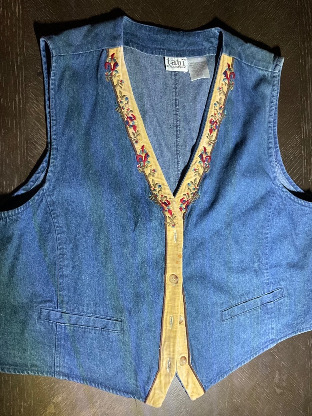BLUE JEAN VEST  , SIZE XL  BY TABI